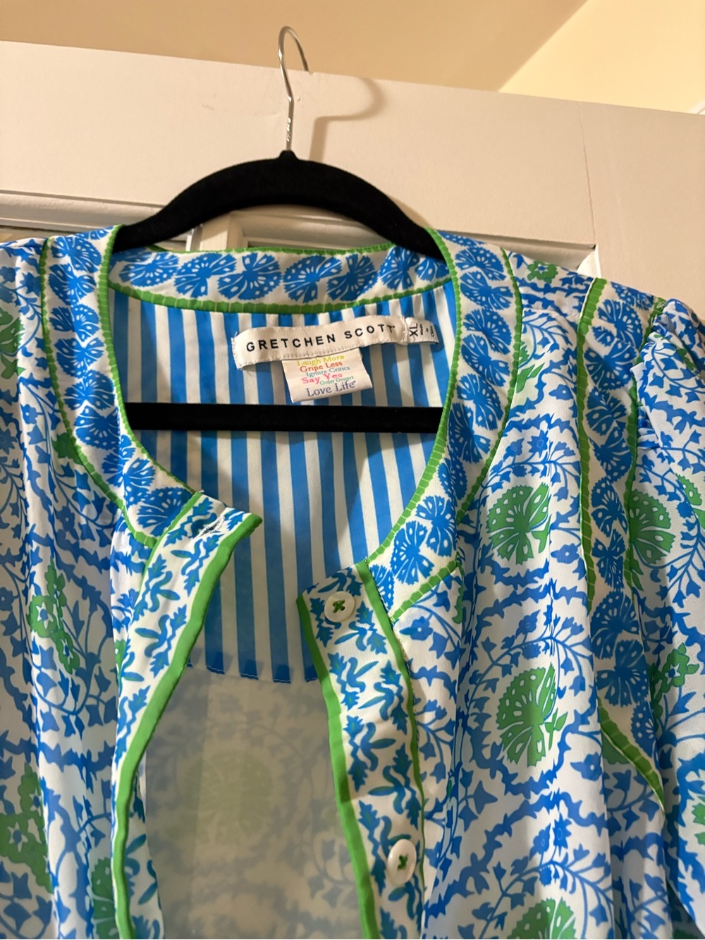 Gretchen Scott Designs Blue & Green Printed Mini Dress - Picture 6 of 8